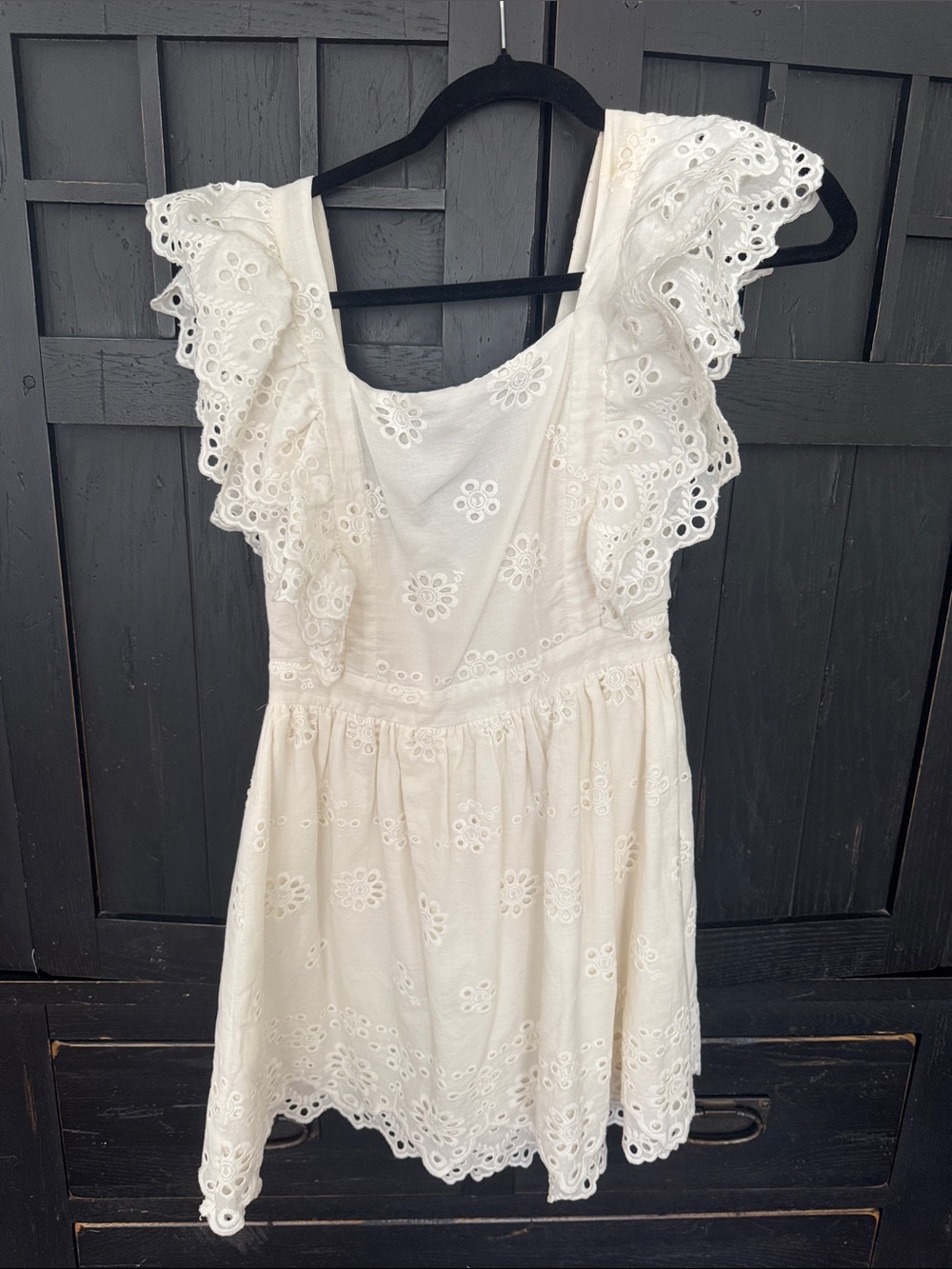 Lulu's Cream Eyelet Ruffle Mini Dress